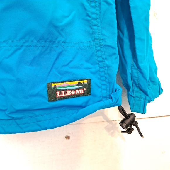 Vintage L.L. Bean Womens Teal 1/4 Zip Pullover Hooded Rain Jacket Size Small - Picture 3 of 6